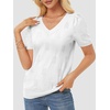 image:imageATHMILE Summer Tops for Women 2025 Short Sleeve V Neck Sweaters Dressy Casual Blouses Lightweight Thin Knit Fashion ShirtsWhite