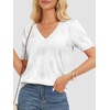 image:imageATHMILE Summer Tops for Women 2025 Short Sleeve V Neck Sweaters Dressy Casual Blouses Lightweight Thin Knit Fashion ShirtsWhite