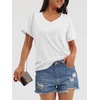 image:imageATHMILE T Shirts Short Sleeve V Neck Tees for Women Fashion Tops Trendy Casual Summer Outfits Clothes 2024White
