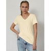 image:imageATHMILE T Shirts Short Sleeve V Neck Tees for Women Fashion Tops Trendy Soft Casual Summer Clothes Outfits 2026Cream