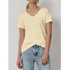 image:imageATHMILE T Shirts Short Sleeve V Neck Tees for Women Fashion Tops Trendy Soft Casual Summer Clothes Outfits 2026Cream