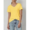 image:imageATHMILE T Shirts Short Sleeve V Neck Tees for Women Fashion Tops Trendy Soft Casual Summer Clothes Outfits 2026Yellow