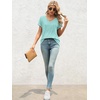 image:imageATHMILE T Womens Short Sleeve TShirts V Neck Summer Tops Basic Tees  Lightweight Breathable Casual Sorf Spring Summer Workout Outfits ClothesAqua