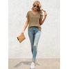 image:imageATHMILE T Womens Short Sleeve TShirts V Neck Summer Tops Basic Tees  Lightweight Breathable Casual Sorf Spring Summer Workout Outfits ClothesCoffee