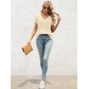 image:imageATHMILE T Womens Short Sleeve TShirts V Neck Summer Tops Basic Tees  Lightweight Breathable Casual Sorf Spring Summer Workout Outfits ClothesCream