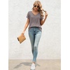 image:imageATHMILE T Womens Short Sleeve TShirts V Neck Summer Tops Basic Tees  Lightweight Breathable Casual Sorf Spring Summer Workout Outfits ClothesGreypurple
