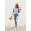 image:imageATHMILE T Womens Short Sleeve TShirts V Neck Summer Tops Basic Tees  Lightweight Breathable Casual Sorf Spring Summer Workout Outfits ClothesIce Bue