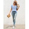 image:imageATHMILE T Womens Short Sleeve TShirts V Neck Summer Tops Basic Tees  Lightweight Breathable Casual Sorf Spring Summer Workout Outfits ClothesIce Bue