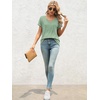 image:imageATHMILE T Womens Short Sleeve TShirts V Neck Summer Tops Basic Tees  Lightweight Breathable Casual Sorf Spring Summer Workout Outfits ClothesLightgreen