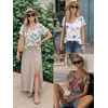 image:imageATHMILE T Womens Short Sleeve TShirts V Neck Summer Tops Basic Tees  Lightweight Breathable Casual Sorf Spring Summer Workout Outfits ClothesMultileaf
