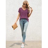 image:imageATHMILE T Womens Short Sleeve TShirts V Neck Summer Tops Basic Tees  Lightweight Breathable Casual Sorf Spring Summer Workout Outfits ClothesPurple