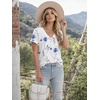 image:imageATHMILE T Womens Short Sleeve TShirts V Neck Summer Tops Basic Tees  Lightweight Breathable Casual Sorf Spring Summer Workout Outfits ClothesWhiteflower