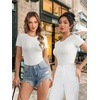 image:imageATHMILE Tank Top Body Suits Women Sexy Crew Neck Racerback Halter Ribbed Sleeveless Bodysuit for Women0white