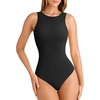 image:imageATHMILE Tank Top Body Suits Women Sexy Crew Neck Racerback Halter Ribbed Sleeveless Bodysuit for WomenBlack