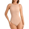 image:imageATHMILE Tank Top Body Suits Women Sexy Crew Neck Racerback Halter Ribbed Sleeveless Bodysuit for WomenMocha