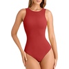 image:imageATHMILE Tank Top Body Suits Women Sexy Crew Neck Racerback Halter Ribbed Sleeveless Bodysuit for WomenRed