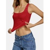 image:imageATHMILE Tank Top for Women Crop Square Neck Lace Trim Spring Summer Sleeveless Double Lined Basic Going Out Y2k Outfits 2026Red