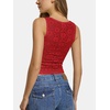 image:imageATHMILE Tank Top for Women Crop Square Neck Lace Trim Spring Summer Sleeveless Double Lined Basic Going Out Y2k Outfits 2026Red