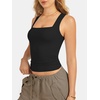 image:imageATHMILE Tank Tops for Women Square Neck Sleeveless DoubleLayer Tank Tops Basic Tight T ShirtsBlack