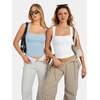 image:imageATHMILE Tank Tops for Women Square Neck Sleeveless DoubleLayer Tank Tops Basic Tight T ShirtsLight Blue