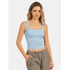 image:imageATHMILE Tank Tops for Women Square Neck Sleeveless DoubleLayer Tank Tops Basic Tight T ShirtsLight Blue