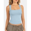 image:imageATHMILE Tank Tops for Women Square Neck Sleeveless DoubleLayer Tank Tops Basic Tight T ShirtsLight Blue