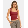 image:imageATHMILE Tank Tops for Women Square Neck Sleeveless DoubleLayer Tank Tops Basic Tight T ShirtsRed
