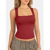 image:imageATHMILE Tank Tops for Women Square Neck Sleeveless DoubleLayer Tank Tops Basic Tight T ShirtsRed