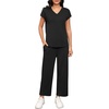 image:imageATHMILE Two Piece Sets for Women Spring Summer Travel Airport Vacation Outfits Lounge V Neck Tops Drawstring Wide Leg PantsBlack