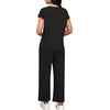 image:imageATHMILE Two Piece Sets for Women Spring Summer Travel Airport Vacation Outfits Lounge V Neck Tops Drawstring Wide Leg PantsBlack