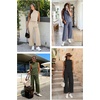 image:imageATHMILE Two Piece Sets for Women Spring Summer Travel Airport Vacation Outfits Lounge V Neck Tops Drawstring Wide Leg PantsBlack1