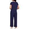 image:imageATHMILE Two Piece Sets for Women Spring Summer Travel Airport Vacation Outfits Lounge V Neck Tops Drawstring Wide Leg PantsNavy Blue