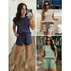 image:imageATHMILE Two Piece Womens Summer Lounge Short Sets Cap Sleeve  Drawstring ShortsBeach Sweatsuit with PocketAthleisure Matching SetsAthletic OutfitsGray Green