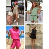 image:imageATHMILE Two Piece Womens Summer Lounge Short Sets Cap Sleeve  Drawstring ShortsBeach Sweatsuit with PocketAthleisure Matching SetsAthletic OutfitsRed