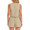 image:imageATHMILE Womens 2 Piece Outfits Lounge Matching Sets Two Piece Linen Shorts Crop Tops 2023 Trendy Clothes Summer Vacation SetKhaki