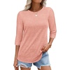 image:imageATHMILE Womens 34 Length Sleeve Womens Tops Basic Tees  Summer OutfitsEarly Fall FashionSpring TunicDressy Casual Blouses TrendyCoral