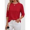 image:imageATHMILE Womens 34 Length Sleeve Womens Tops Basic Tees  Summer OutfitsEarly Fall FashionSpring TunicDressy Casual Blouses TrendyRed