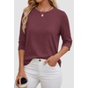 image:imageATHMILE Womens 34 Length Sleeve Womens Tops Basic Tees  Summer OutfitsEarly Fall FashionSpring TunicDressy Casual Blouses TrendyWine Red