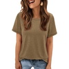 image:imageATHMILE Womens Basic T Shirt Crewneck Short Sleeve Summer Tops  Casual Tee Cute Teen Girl Work School Teachers Outfits Fashion Everyday WearCoffee