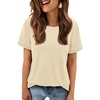 image:imageATHMILE Womens Basic T Shirt Crewneck Short Sleeve Summer Tops  Casual Tee Cute Teen Girl Work School Teachers Outfits Fashion Everyday WearCream