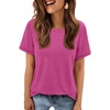 image:imageATHMILE Womens Basic T Shirt Crewneck Short Sleeve Summer Tops  Casual Tee Cute Teen Girl Work School Teachers Outfits Fashion Everyday WearHot Pink