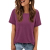 image:imageATHMILE Womens Basic T Shirt Crewneck Short Sleeve Summer Tops  Casual Tee Cute Teen Girl Work School Teachers Outfits Fashion Everyday WearPink Red