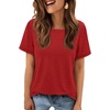 image:imageATHMILE Womens Basic T Shirt Crewneck Short Sleeve Summer Tops  Casual Tee Cute Teen Girl Work School Teachers Outfits Fashion Everyday WearRed