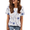 image:imageATHMILE Womens Basic T Shirt Crewneck Short Sleeve Summer Tops  Casual Tee Cute Teen Girl Work School Teachers Outfits Fashion Everyday WearWhiteblueflower
