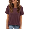image:imageATHMILE Womens Basic T Shirt Crewneck Short Sleeve Summer Tops  Casual Tee Cute Teen Girl Work School Teachers Outfits Fashion Everyday WearWine Red