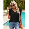 image:imageATHMILE Womens Blouse Dressy Casual V Neck Puff Short Sleeve Tshirts Boho Fashion Summer Spring Tunic Top ClothesBlack