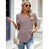 image:imageATHMILE Womens Blouse Dressy Casual V Neck Puff Short Sleeve Tshirts Boho Fashion Summer Spring Tunic Top ClothesGrey Purple
