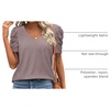 image:imageATHMILE Womens Blouse Dressy Casual V Neck Puff Short Sleeve Tshirts Boho Fashion Summer Spring Tunic Top ClothesGrey Purple
