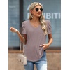 image:imageATHMILE Womens Blouse Dressy Casual V Neck Puff Short Sleeve Tshirts Boho Fashion Summer Spring Tunic Top ClothesGrey Purple