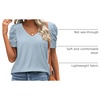 image:imageATHMILE Womens Blouse Dressy Casual V Neck Puff Short Sleeve Tshirts Boho Fashion Summer Spring Tunic Top ClothesIce Blue